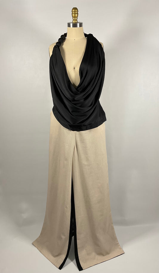 Angela Linen Color Block Trouser