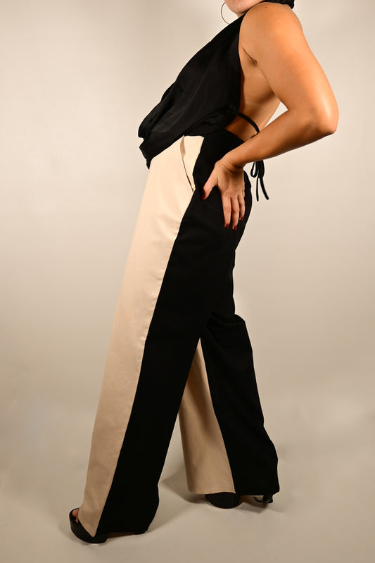Angela Linen Color Block Trouser